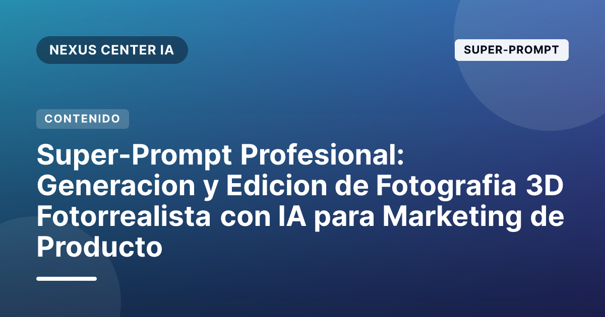 Super-Prompt Profesional: Generación y Edición de Fotografía 3D Fotorrealista con IA para Marketing de Producto